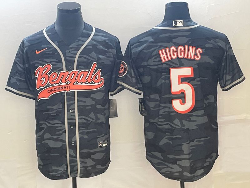 Men Cincinnati Bengals #5 Tee Higgins Camo Nike Co branded NFL Jersey->cincinnati bengals->NFL Jersey